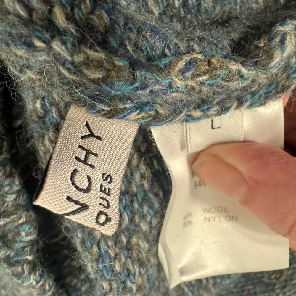 VTG Givenchy Boutique Sweater 80s Wool Blend Fuzzy Collar Made in Japan LG *read - Picture 8 of 9